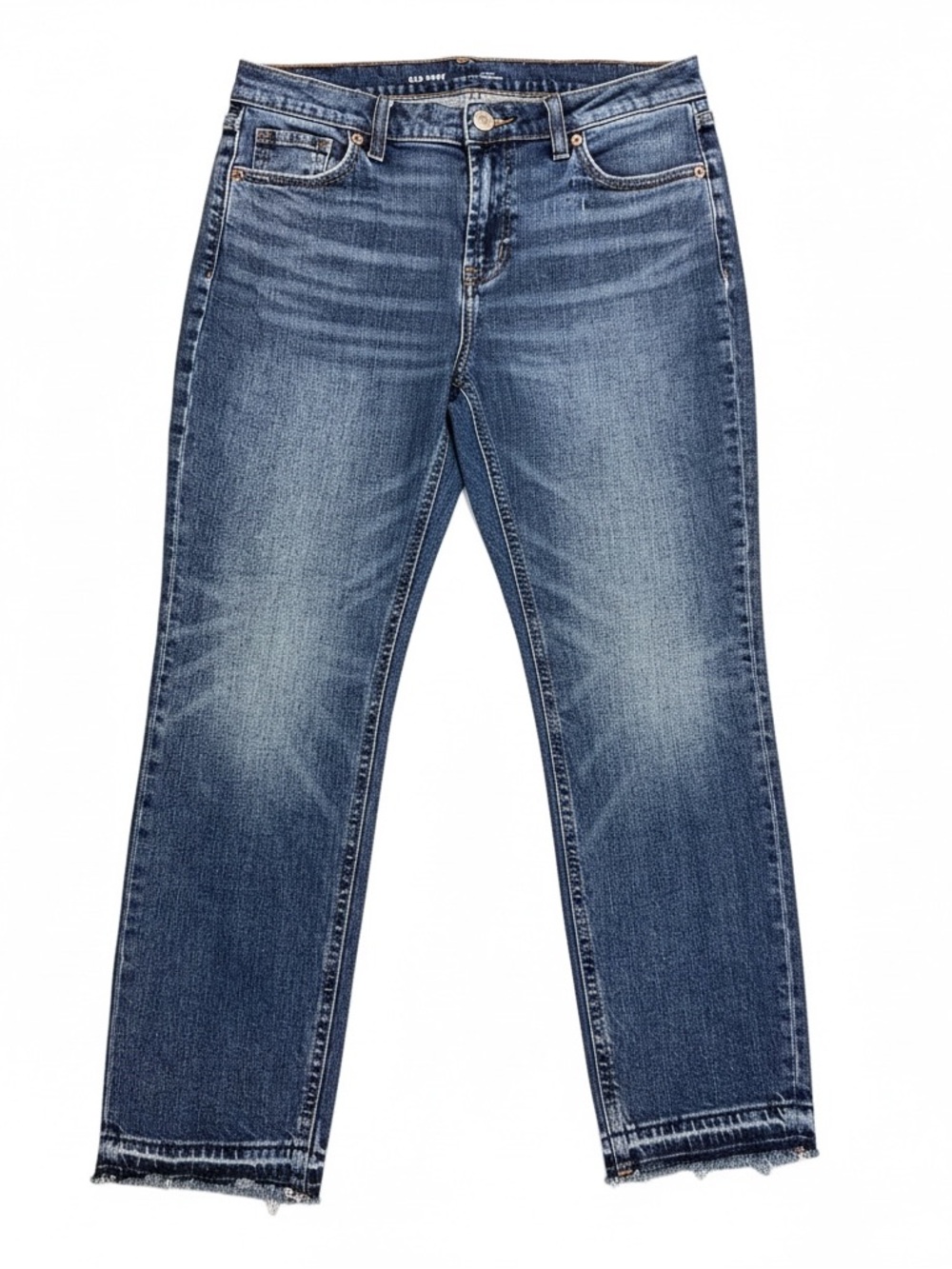 Old Navy Women's Cropped Straight-Leg Jeans in Medium Blue Wash